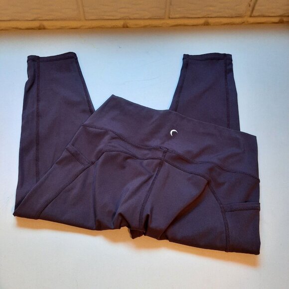 Zyia Leggings Womens 12 Wine Purple Brilliant High Rise Capri Pockets Active 20" - Picture 3 of 10